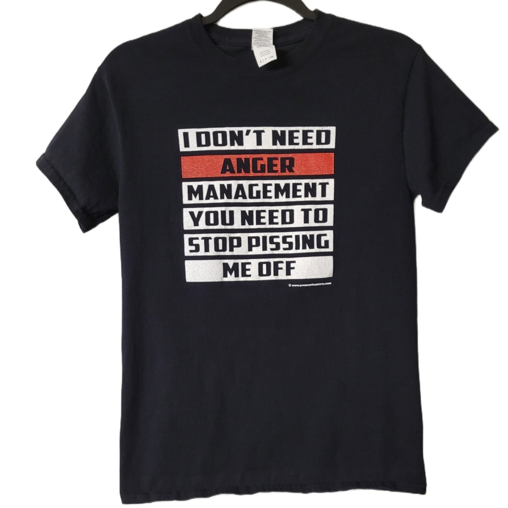 Funny Anger Management T-Shirt Size Small Black